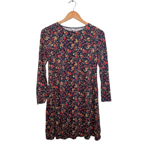 Old Navy Midi Swing Dress Women's XS long sleeve Floral - Picture 1 of 8